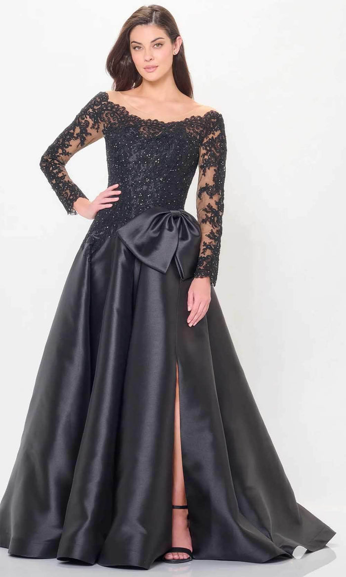 Cameron Blake CB3249 - Long Sleeve Applique Evening Dress Special Occasion Dress 4 / Black