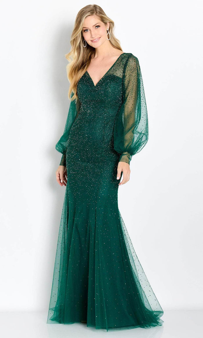 Cameron Blake CB754 - V-Neck Embellished Evening Gown Evening Dresses 16 / Emerald