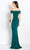 Cameron Blake CB761 - Fold-Over Detailed Off-Shoulder Evening Gown Evening Dresses 12 / Emerald