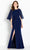 Cameron Blake CB764 - Bateau Neck Bead Embellished Long Gown Evening Dresses 14 / Apricot