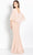 Cameron Blake CB764 - Bateau Neck Bead Embellished Long Gown Evening Dresses 14 / Apricot