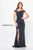 Cameron Blake CB786 - Stripe Cap Sleeve Evening Dress Evening Dresses 4 / Black