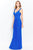 Cameron Blake - Ruched Metallic Knit Evening Dress 120605 Evening Dresses 4 / Royal Blue