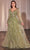 Ladivine CD0240 - Sheer Bishop Sleeve Evening Gown