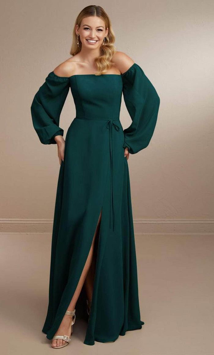 Christina Wu Celebration 22175 - A-line Chiffon Dress Winter Formals and Balls 0 / Teal