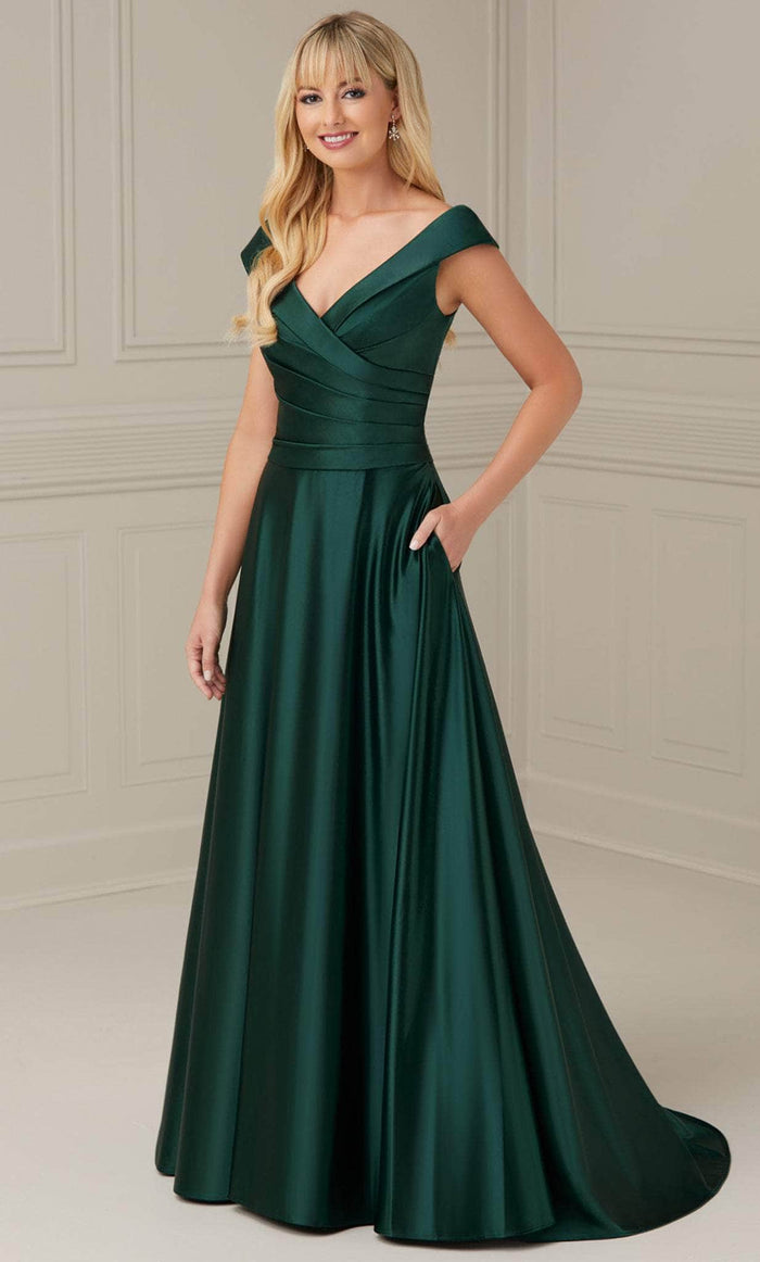 Christina Wu Elegance 17117 - Pleat Bodice A-Line Evening Dress Evening Dresses 2 / Hunter