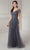 Christina Wu Elegance 17135 - Short Sleeve Lace Evening Gown Evening Dress 2 / Gunmetal