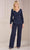 Christina Wu Elegance 17153 - Long Sleeve V-Neck Pantsuit Formal Pantsuits 18 / Black