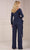 Christina Wu Elegance 17153 - Long Sleeve V-Neck Pantsuit Formal Pantsuits 18 / Black