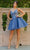 Cinderella Couture 5112J - Embroidered Illusion Bodice Cocktail Dress Special Occasion Dress XS / Smoky Blue