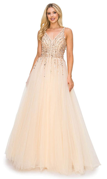 cinderella couture 8034j sequined lace v neck prom gown special occasion dress xs champagne 33741657374803 grande