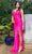 Cinderella Couture 8048J - Strappy V-Back Rhinestone Prom Gown Special Occasion Dress XS / Fuchsia