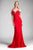 Cinderella Divine 13112A - Embellished Strappy V-neck Lace Fitted Dress Prom Dresses 2 / Red