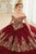 Cinderella Divine 15705 - Gold Lace Applique Off-Shoulder Ballgown Ball Gowns