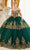 Cinderella Divine 15705 - Gold Lace Applique Off-Shoulder Ballgown Ball Gowns XXS / Emerald