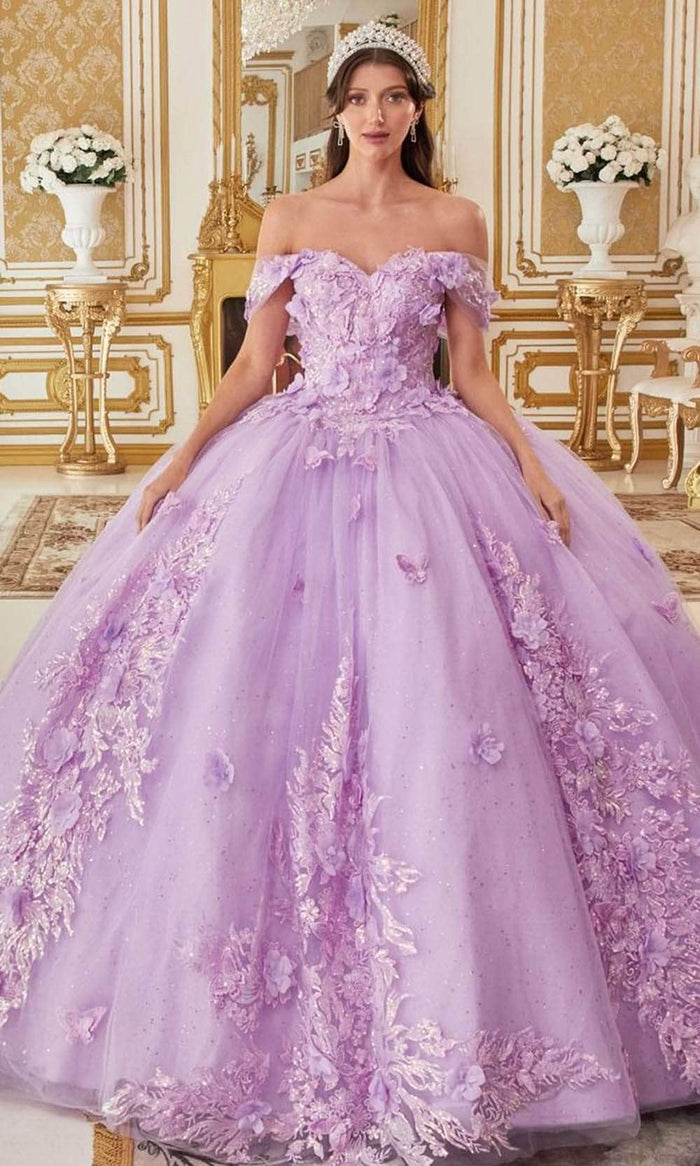 Cinderella Divine 15713 - Sweetheart Ballgown with 3D Floral Appliques Ball Gowns XXS / Lavender