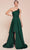 Cinderella Divine 7450 - Asymmetrical Hem Long Gown Prom Dresses 2 / Emerald