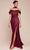 Cinderella Divine 7452 - High Slit Satin Long Gown Bridesmaid Dresses 2 / Burgundy