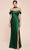 Cinderella Divine 7452 - High Slit Satin Long Gown Bridesmaid Dresses 2 / Emerald