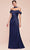 Cinderella Divine 7452 - High Slit Satin Long Gown Bridesmaid Dresses 2 / Navy