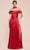 Cinderella Divine 7452 - High Slit Satin Long Gown Bridesmaid Dresses 2 / Red