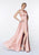 Cinderella Divine - 7469 Sleeveless V Neck Flowing Satin Gown Bridesmaid Dresses 2 / Blush