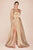 Cinderella Divine - 7469 Sleeveless V Neck Flowing Satin Gown Bridesmaid Dresses 2 / Gold