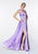 Cinderella Divine - 7469 Sleeveless V Neck Flowing Satin Gown Bridesmaid Dresses 2 / Lavender