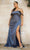 Cinderella Divine 7488C - Satin Sheath Prom Dress with Slit Bridesmaid Dresses 16 / Smoky Blue