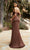 Cinderella Divine 7488C - Satin Sheath Prom Dress with Slit Bridesmaid Dresses