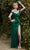 Cinderella Divine 7492 - Off Shoulder Cowl Neck Evening Gown Evening Dresses 2 / Emerald