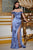 Cinderella Divine 7492 - Off Shoulder Cowl Neck Evening Gown Evening Dresses 2 / Smoky Blue