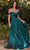 Cinderella Divine 7493 - Off Shoulder Faux-Wrap Evening Gown Evening Dresses 2 / Emerald