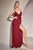 Cinderella Divine 7494 - Deep V-Neck Satin Evening Gown Evening Dresses 2 / Burgundy