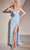 Cinderella Divine 7494 - Deep V-Neck Satin Evening Gown Evening Dresses 2 / Paris Blue