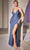 Cinderella Divine 7494 - Deep V-Neck Satin Evening Gown Evening Dresses 2 / Smoky Blue