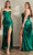 Cinderella Divine 7495 - Sheath Gown with Corset Bodice Prom Dresses 2 / Emerald