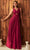 Cinderella Divine 7497 - V-Neck Prom Dress with Knotted Ruching Prom Dresses 2 / Burgundy