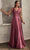 Cinderella Divine 7497 - V-Neck Prom Dress with Knotted Ruching Prom Dresses 2 / Mauve Rose