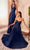 Cinderella Divine 7497 - V-Neck Prom Dress with Knotted Ruching Prom Dresses