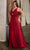 Cinderella Divine 7497C - V-Neck Knot Detail Evening Dress Evening Dresses 16 / Burgundy