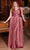 Cinderella Divine 7497C - V-Neck Knot Detail Evening Dress Evening Dresses 16 / Mauve Rose