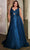 Cinderella Divine 7497C - V-Neck Knot Detail Evening Dress Evening Dresses 16 / Navy