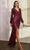 Cinderella Divine B8422 - Faux Wrap Prom Dress with Sequin Detailing Mother of the Bride Dresses XS / Burgundy