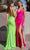 Cinderella Divine C142 - High Slit Draped Evening Gown Prom Dresses 4 / Fuchsia