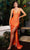 Cinderella Divine C142 - High Slit Draped Evening Gown Prom Dresses 4 / Neon Orange