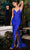 Cinderella Divine C142 - High Slit Draped Evening Gown Prom Dresses 4 / Royal