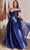 Cinderella Divine C154C - Cold Shoulder with Corset Detailing Prom Dress Prom Dresses 16 / Navy