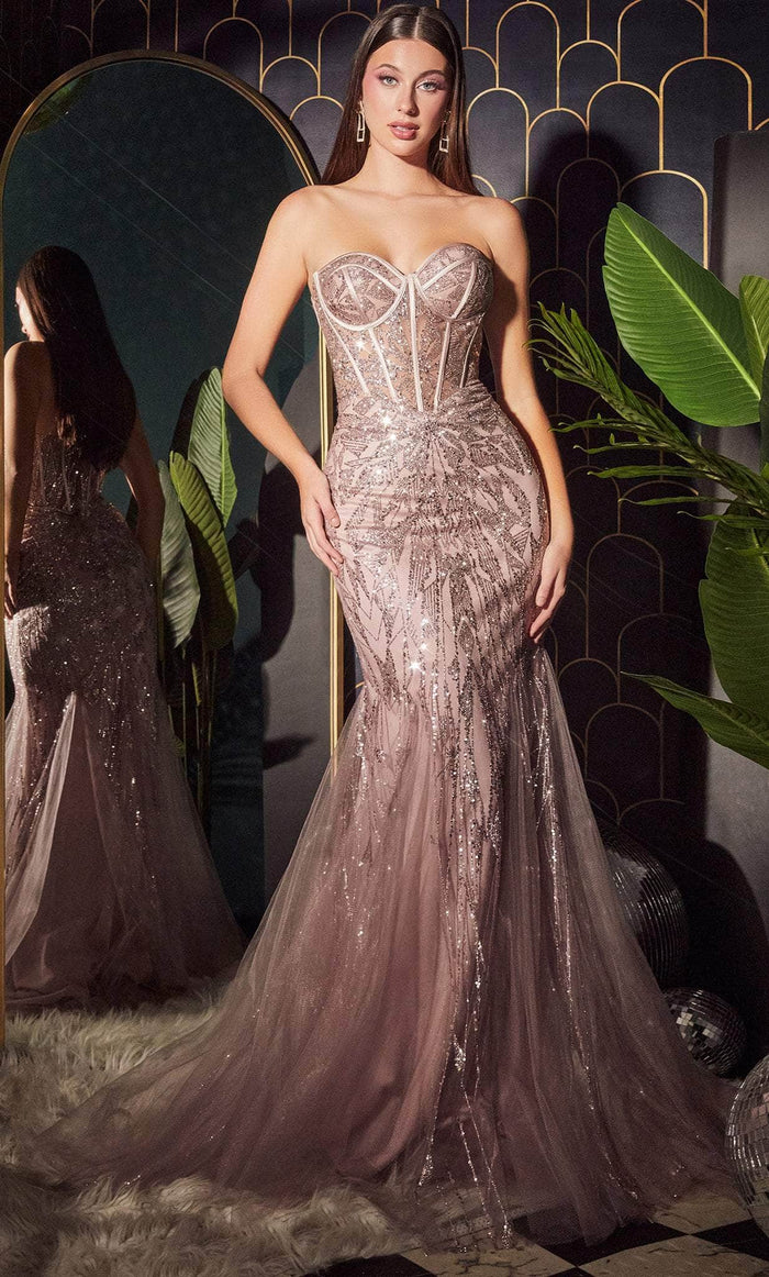 Cinderella Divine CB116 - Strapless Mermaid Gown with Beaded Detailing Prom Dresses 2 / Dusty Rose