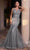 Cinderella Divine CB128 - Sheath Gown with Illusion Floral Appliques Evening Dresses